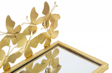 Set 2 noptiere cu oglinda aurii din metal, 43x19,2x16,5 cm, Butterflies Mauro Ferretti - Img 4