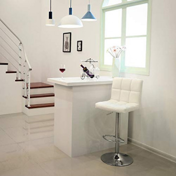 Set 2 scaune bar albe din piele ecologica si metal, 44,5x38x95cm Vasagle - Img 8