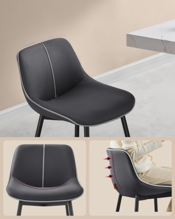 Set 2 scaune de bar, 50 x 49,5 x 87,5 cm, metal / piele ecologica, negru, Vasagle - Img 3