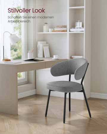Set 2 scaune dining, 55 x 49,8 x 81 cm, textil / metal, gri inchis, Vasagle - Img 4