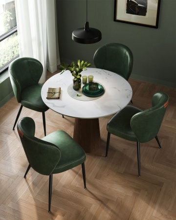 Set 2 scaune dining, 55 x 52 x 79 cm, piele ecologica / metal, verde / negru, Vasagle - Img 3