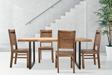Set 2 scaune dining maro din metal si lemn de acacia, 45 x 45 x 100 cm., Yellowstone Mauro Ferreti - Img 5