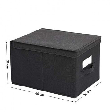 Set 3 cutii pliabile pentru depozitare, carton / textil, negru, Songmics - Img 8