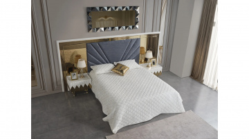 Set dormitor complet - - Premium Lav - alb cu auriu - Img 12