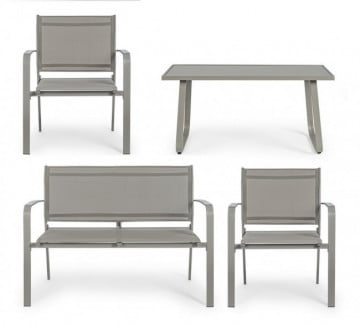 Set mobilier gradina 4 piese gri taupe din stofa si metal, Tertora Bizzotto - Img 4