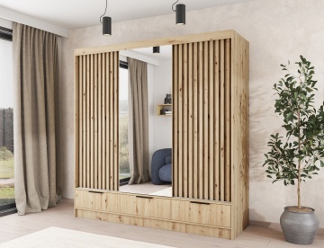 Șifonier cu 3 uși glisante si oglinda, 180x60x204 cm, Voodi III, Eltap