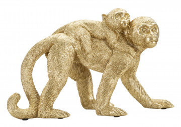 Statueta aurie din polirasina, 29,5 x 11,5 x 18,5 cm, Monkeys Mauro Ferreti - Img 1