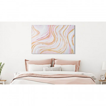 Tablou decorativ auriu / roz din lemn de pin si panza, 60 x 2,7 x 90 cm, Punkly Mauro Ferreti - Img 6