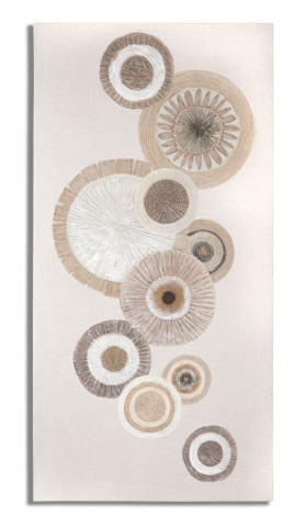 Tablou decorativ maro din lemn de Pin si panza, 50x3,2x100 cm, Circly-A Mauro Ferretti - Img 1