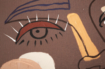 Tablou decorativ maro din lemn de Pin si panza, 80x2,8x100 cm, Tribal-A Mauro Ferretti - Img 3