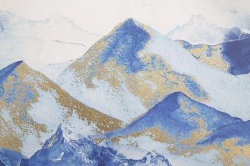 Tablou decorativ multicolor din lemn de Brad si panza, 80x3x120 cm, Mountains Mauro Ferretti - Img 2