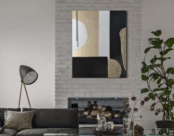 Tablou decorativ multicolor din lemn de Pin si panza, 80x2,7x100 cm, Obix Mauro Ferretti - Img 5