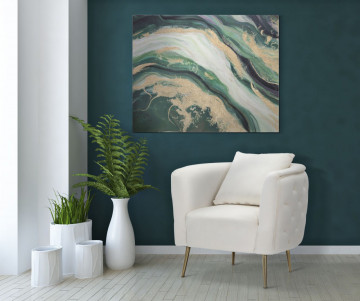 Tablou decorativ multicolor din lemn de Pin si panza, 80x2,8x100 cm, Verdeery Mauro Ferretti - Img 5