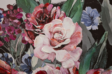 Tablou decorativ multicolor din lemn de Pin si panza, 80x2,8x120 cm, Lady Flower-B Mauro Ferretti - Img 3