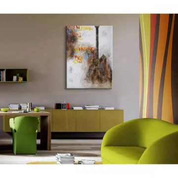 Tablou decorativ multicolor din lemn de pin si panza, 90 x 3,5 x 120 cm, Guitar A Mauro Ferreti - Img 5