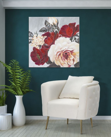 Tablou decorativ multicolor din lemn de Pin si panza, 90x3,7x90 cm, Flower Mauro Ferretti - Img 5