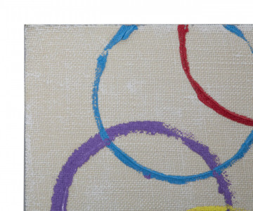 Tablou multicolor din lemn si panza, 80 x 3 x 80 cm, Floating Circles A Mauro Ferreti - Img 2