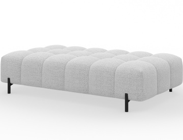 Taburet Tapitat cu Picioare Ferivo, 140x70x40 cm, alb bouclé – Royal 01 - Img 2