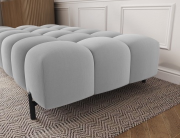 Taburet Tapitat cu Picioare Ferivo, 140x70x40cm, gri plush – Royal 18 - Img 6
