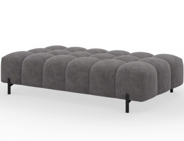 Taburet Tapitat cu Picioare Ferivo, gri velvet – Aura 04 - Img 2