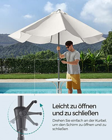 Umbrela de gradina crem din poliester si metal, ∅ 290 cm, Vasagle - Img 3