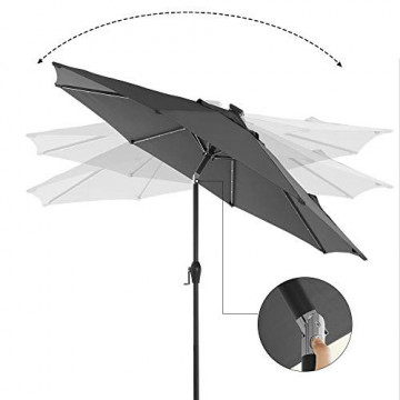 Umbrela de gradina cu iluminare LED, metal / textil, antracit, Songmics - Img 7