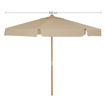 Umbrela de gradina / terasa, lemn de fag / textil, bej, Songmics - Img 5