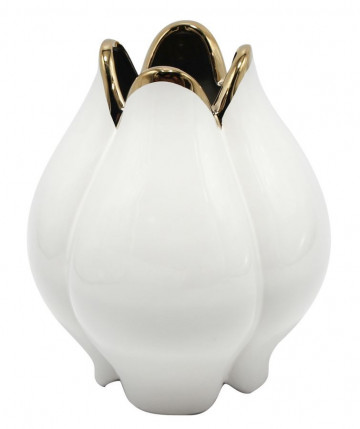 Vaza alba / aurie din ceramica, Ø 23 cm, Potter Mauro Ferreti