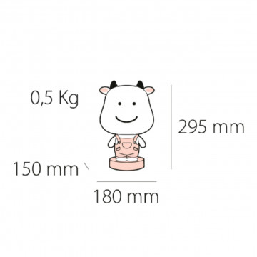 Veioza pentru copii Cute Pet Cow 3, 1x E14 / 7W / 12V, roz, Kelektron - Img 4