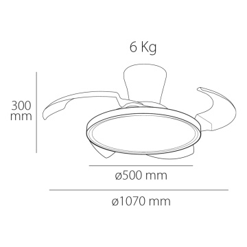 Ventilator de tavan LED Eolo Slim, 4 pale, 38W, Alb, Kelektron – imagine de catalog suplimentară