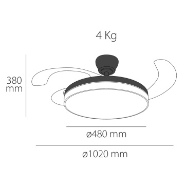 Ventilator de tavan LED Ventego, 3 pale, 72W, Negru, Kelektron - Img 4