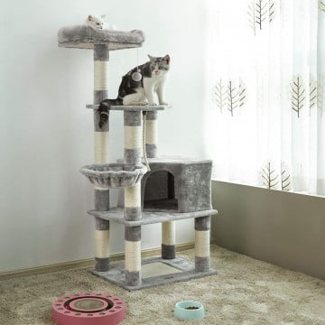 Ansamblu pentru pisici, 55 x 40 x 138 cm, plush, gri, Feandrea - Img 2