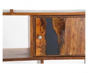 Biblioteca maro din metal si lemn de acacia, 118 x 40 x 178 cm, Mustang Mauro Ferreti - Img 6