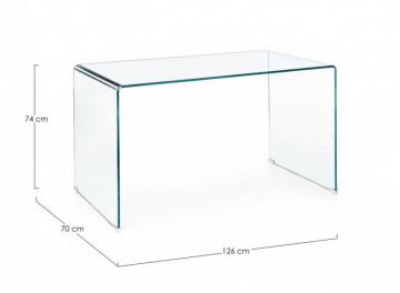 Birou de studiu transparent din sticla temperata, 126 cm, Suami Bizzotto - Img 2