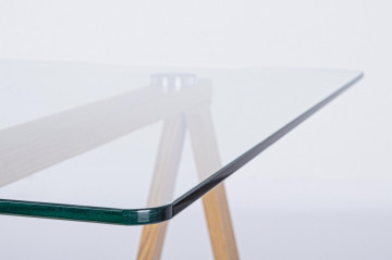 Birou de studiu transparent/hicori natur din sticla temperata si metal, 140 cm, Alchimia Bizzotto - Img 7