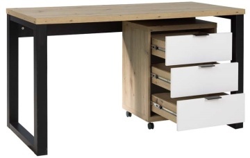 Birou MARO I – 135x65x75.2 cm – Stejar Artisan / Negru+Alb – imagine comercială suplimentară