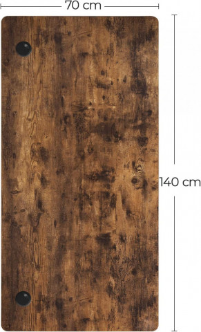 Blat pentru birou electric reglabil maro din MDF melaminat, 140 x 70 cm, Songmics - Img 3
