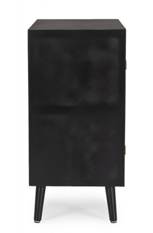Bufet negru din Lemn de Pin si Ratan, 80x40x80 cm, Josine Bizzotto - Img 5