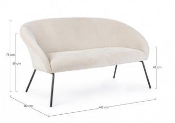 Canapea cu 2 locuri alba din catifea, 142 cm, Aiko Bizzotto - Img 2