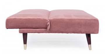 Canapea extensibilă roz pudra din catifea si lemn de Eucalipt cu 3 locuri, 180 cm, Alma Bizzotto - Img 6
