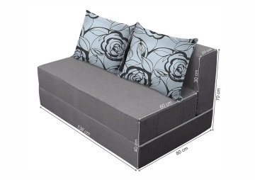 Canapea extensibila Urban Living, 136x80x70 cm Grey/Grey Flower - Img 2