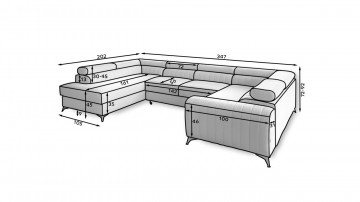 Canapea modulara tapitata, extensibila, cu spatiu pentru depozitare, 347x202x92 cm, Louis R03, Eltap - Img 3