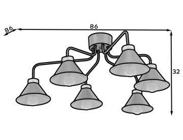 Candelabru cu sase becuri, 86x86x32 cm, Detmer, Eltap - Img 4