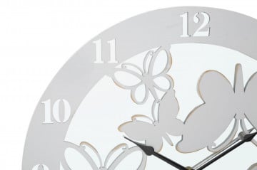 Ceas decorativ alb din metal si sticla, ø 55 cm, Butterfly Mauro Ferreti - Img 2