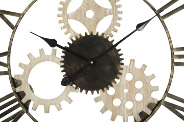 Ceas decorativ negru/crem din metal si MDF, ∅ 70 cm, Gear Mauro Ferretti - Img 6