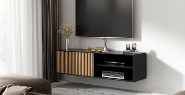 Comodă TV Meorati 150 wall-mounted Media cabinet negru – Negru - Img 8