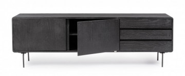 Comoda TV neagra din lemn de Frasin, 160x40x50 cm, Widal Bizzotto - Img 3