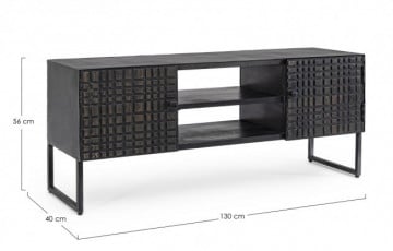 Comoda TV neagra din metal si MDF, 130x40x56 cm, Dorset Bizzotto - Img 2