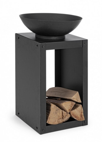 Cos de foc cu compartiment pentru lemne, negru, 38x38H, Efesto Yes - Img 2