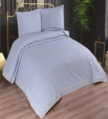 Cuvertura de pat, bumbac, 3 piese, bleu, CJD-06